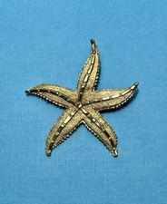 Vintage Starfish Brooch Pin Gold Tone Brushed Raised Detail Ocean Sea Theme EUC