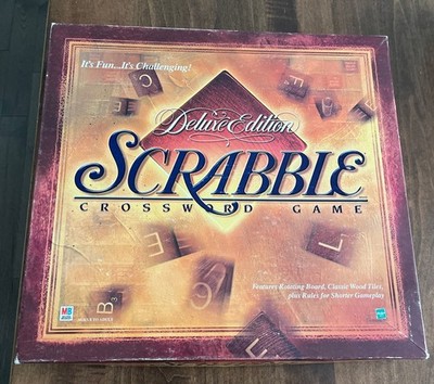 Scrabble Deluxe Edition Board Game 1999 Turntable Burgundy Wood Tiles Complete