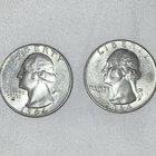 2- 1964 Washington 90% Silver Quarter 25C Business Strike Rare Denver Minted