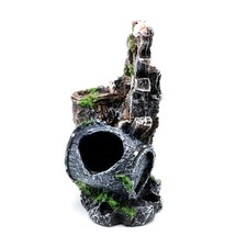 Aquarium Ornament Steering Wheel Wine Barrel Home Pet Fish Tank Decor Accessory