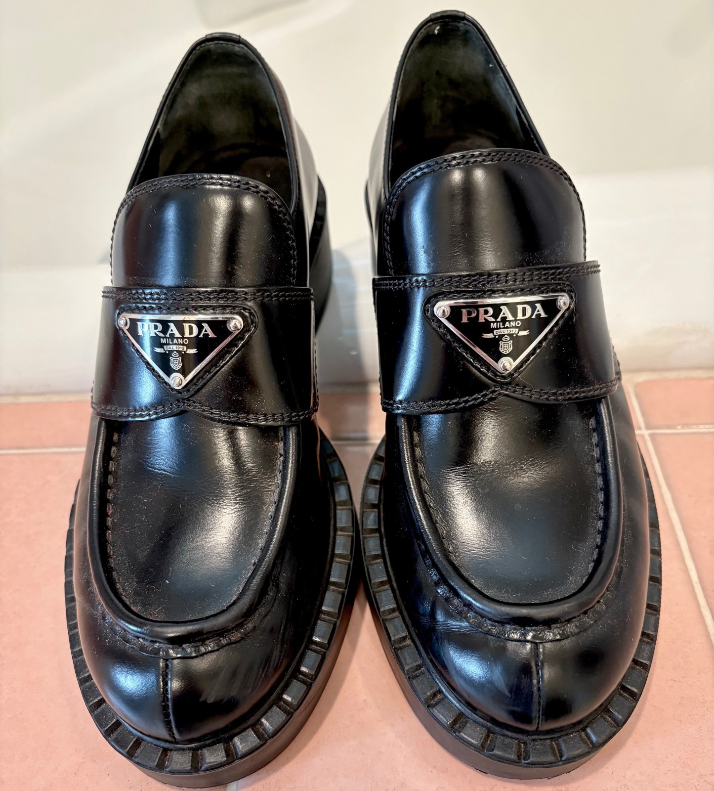 PRADA Brushed Leather Loafers Women's Size 36 Authentic Luxury $1200