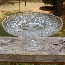 EAPG Antique Lancaster Glass Kansas Pattern Aka Flower In Circle 9" CAKE STAND