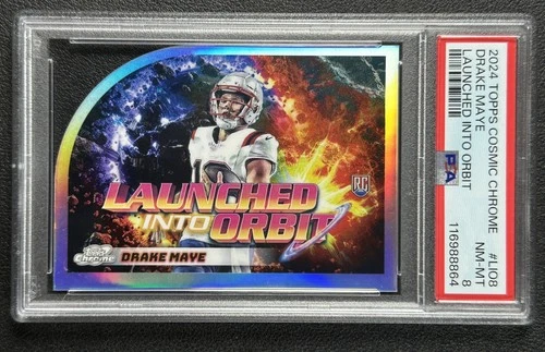 DRAKE MAYE PSA 8 2024 TOPPS COSMIC CHROME #LIO-8 ROOKIE LAUNCHED INTO ORBIT RC