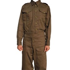 WWII British Army Denim Battledress Jacket Brown Wool Uniform Handmade Jacket