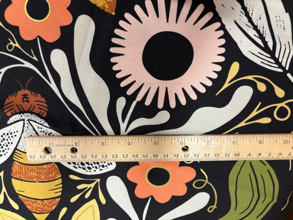 MODA  Bee Garden Metallic Black Panel 48418 21M 100% Quilt Cotton 36X45" - Image 2 of 4