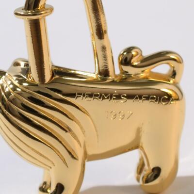 HERMES 1997 Limited Lion Charm Top Cadena Gold Plated excellent | eBay