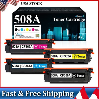 4PK 508A Toner Cartridge Set Black/Magenta/Yellow/Cyan w/Chip for HP M553dh