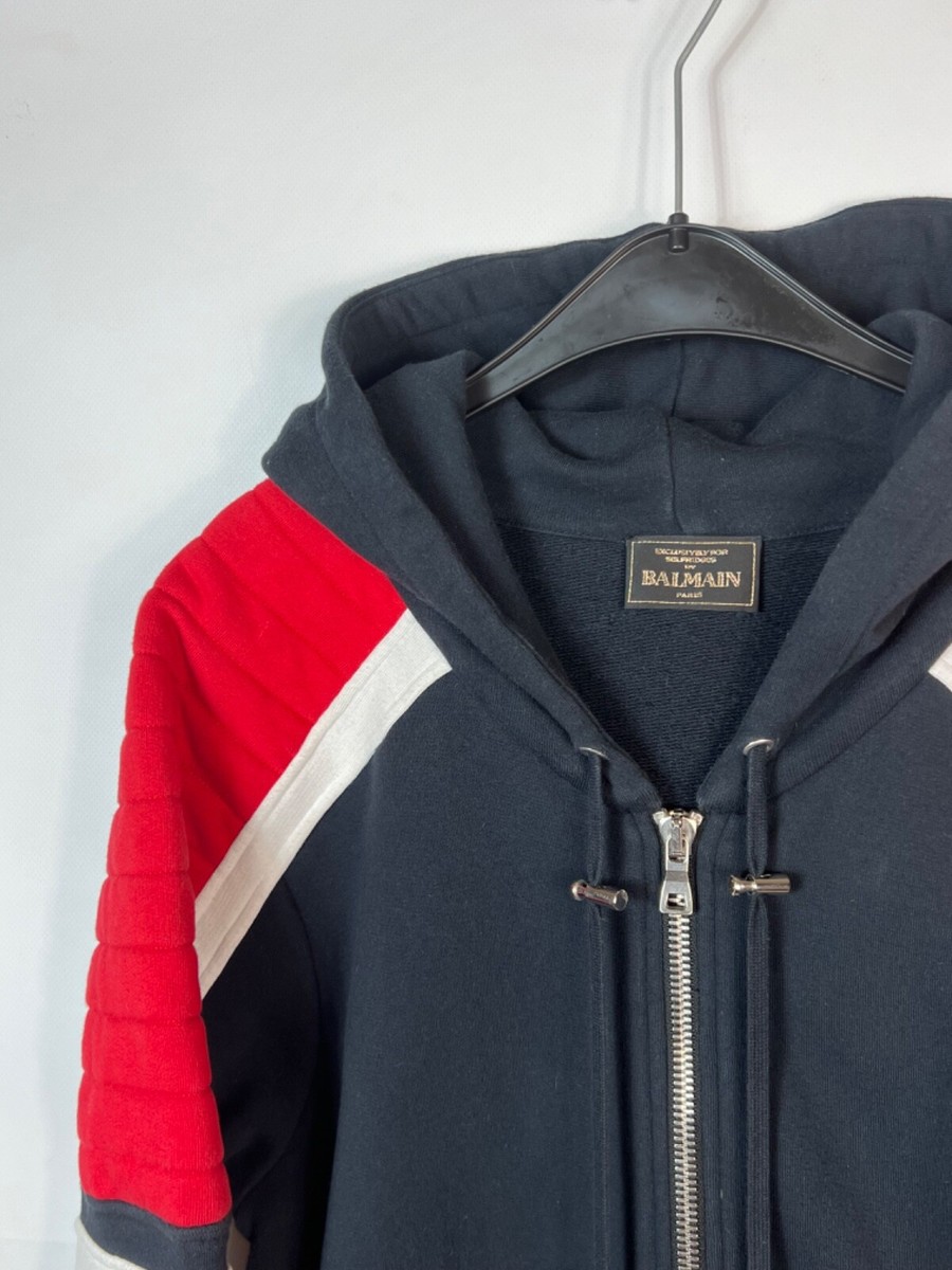 Balmain Quilted Biker Zip Hoodie L | eBay