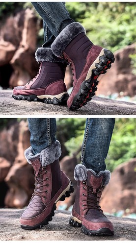 Men's Winter Snow Boots Waterproof Sneakers Outdoor Non-slip Warm Hiking Boots - Picture 16 of 21