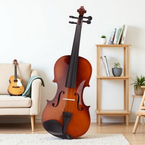 4/4 Full Size Acoustic Violin Set For Beginners - Natural, Case, Bow & Rosin - Picture 11 of 24