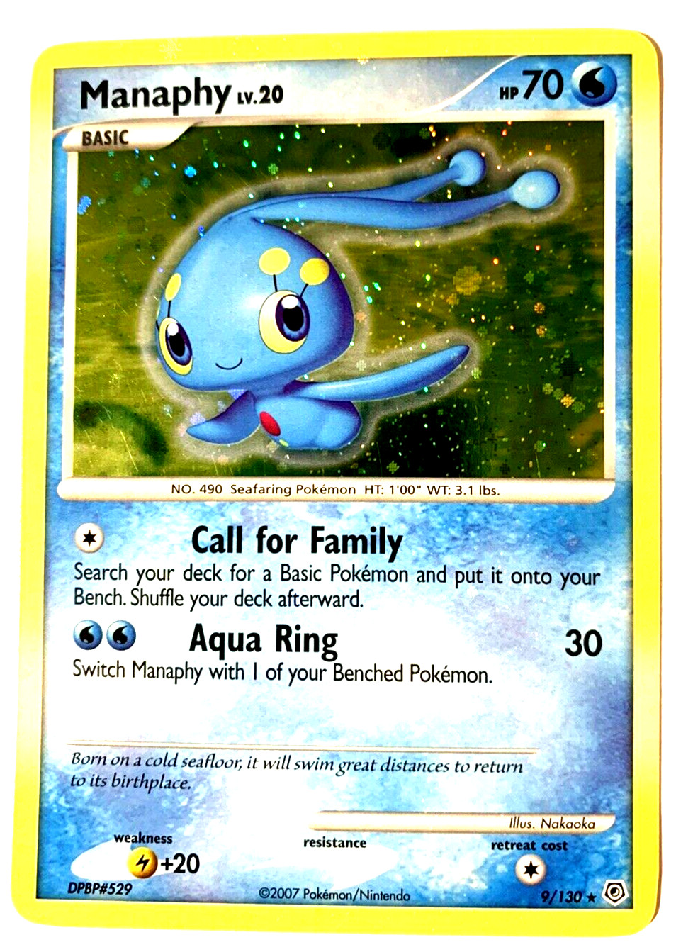 MANAPHY Lv.30 - Diamond & Pearl - 9/130 - ULTRA RARE HOLO - Pokemon - 2007 - LP