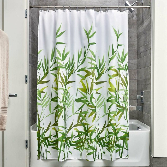 iDesign Anzu Fabric Shower Curtain Stall, 54" x 78", Black/Tan eBay