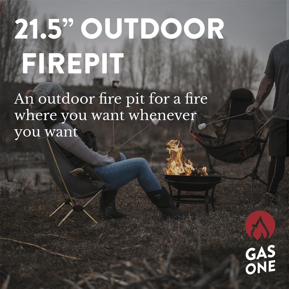 Gas One 22 in Outdoor Wood Burning Fire Pit with Mesh Lid and Fire