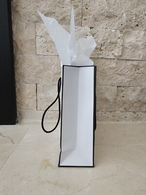 CHANEL White Black Shopping Gift Paper Bag 8