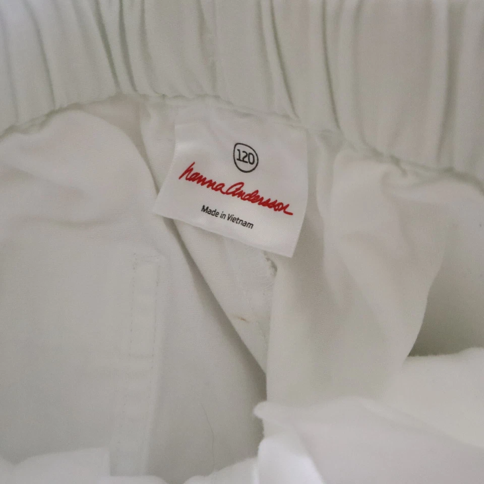 Hanna Andersson Kids White Wide Leg Roll Tab Convertible Cotton Pants Size 120 - Image 4 of 4