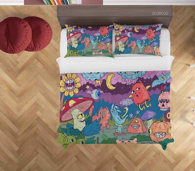 3D Auto Tier Monster Handgezeichnet Kinder Quilt Cover Set Bettwäsche Sets Ki...