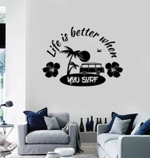 Wall Vinyl Decal Logo of Surf Club Words Lettering Design Decor (n1321)