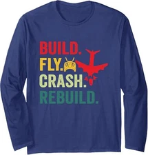 Radio Remote Control Flying Airplane Aircraft Rc Long Sleeve Tshirt