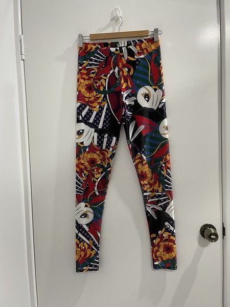 Front Row Society Leggings Size M Multicoloured Elastic Waist (C1)