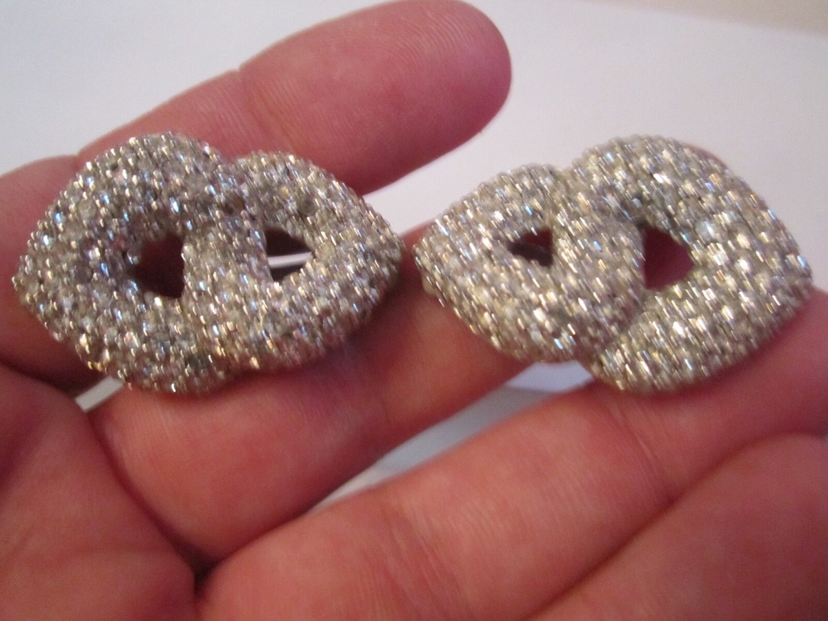 VINTAGE CINER EARRINGS CRYSTAL SWIRL DESIGN - 29g - BBA-26