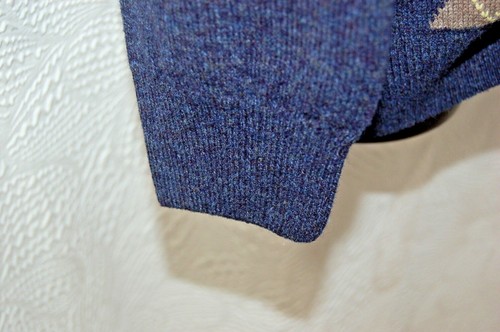 james pringle weavers 100% wool mens dual argyle cardigan navy