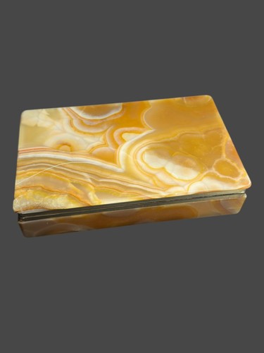 Handgeschnitzte ONYX Schatulle Stein Schmuck Schmuckschatulle Klapp Ring Schatulle Florenz Italien - Bild 2 von 8