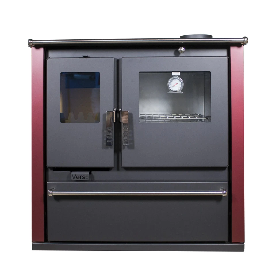 Estufa de Leña con Horno Inox y Paneles Laterales Rojos - 7.7 kW Verso Cs Plus - Imagen 3 de 4