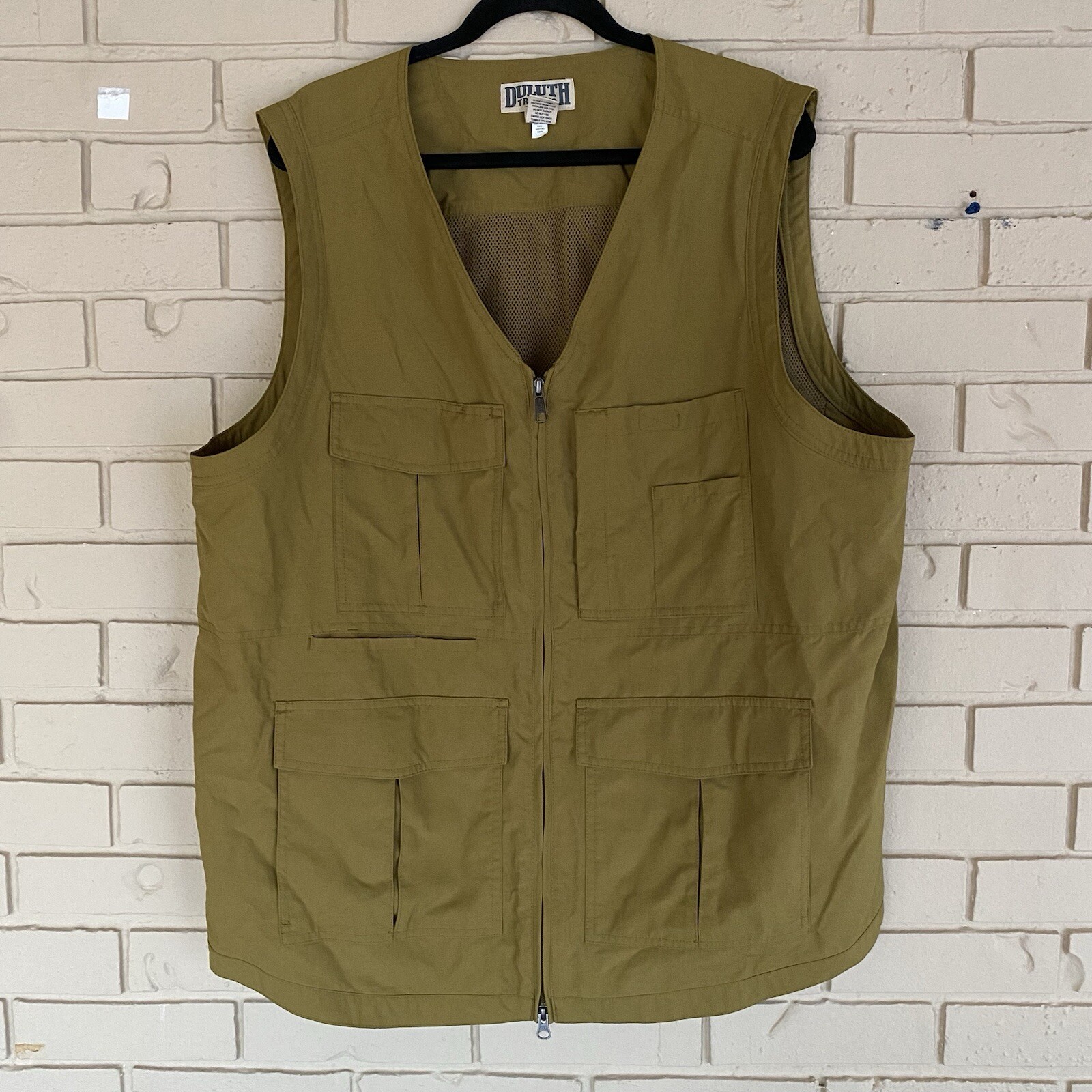 Duluth Fishing Utility Cargo Vest Green Vented Dual Zip XL Tall