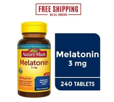 Nature Made Melatonin 3 mg Tablets, 100% Drug Free Sleep Aid for Adults, 240 New
