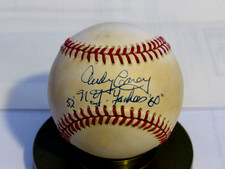 ANDY CAREY 2 X WSC NY YANKEES 3RD BASEMAN SIGNED AUTO VINTAGE OAL BASEBALL JSA