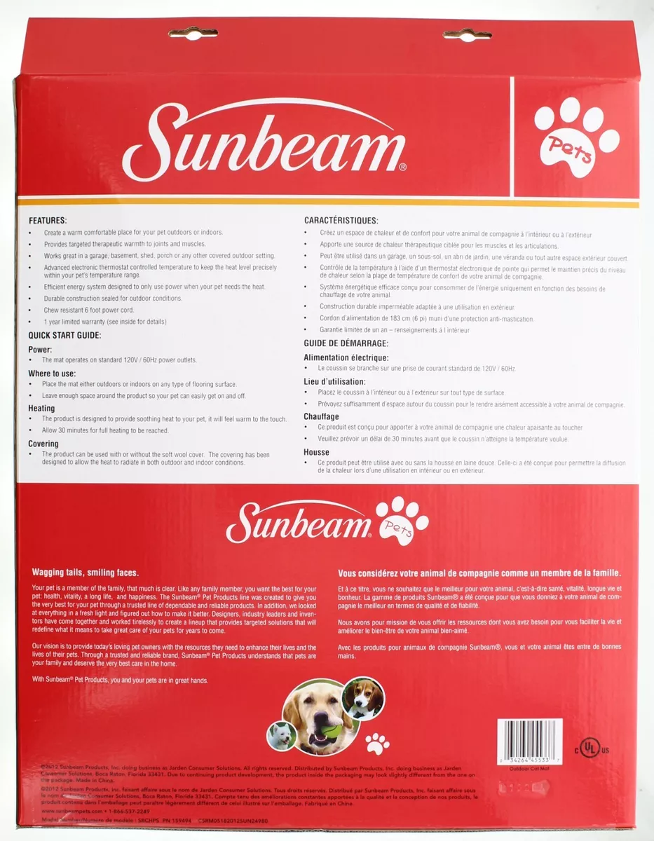 Sunbeam heated hotsell pet bed