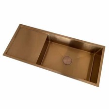 Brushed rose gold Copper PVD single long bowl with drainer kitchen sink 1.5 mm