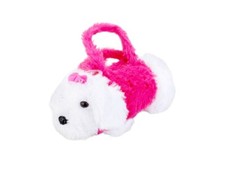 Kids Pink Adjustable Strap Furry Fluffy Mini Puppy Doll Crossbody Bag