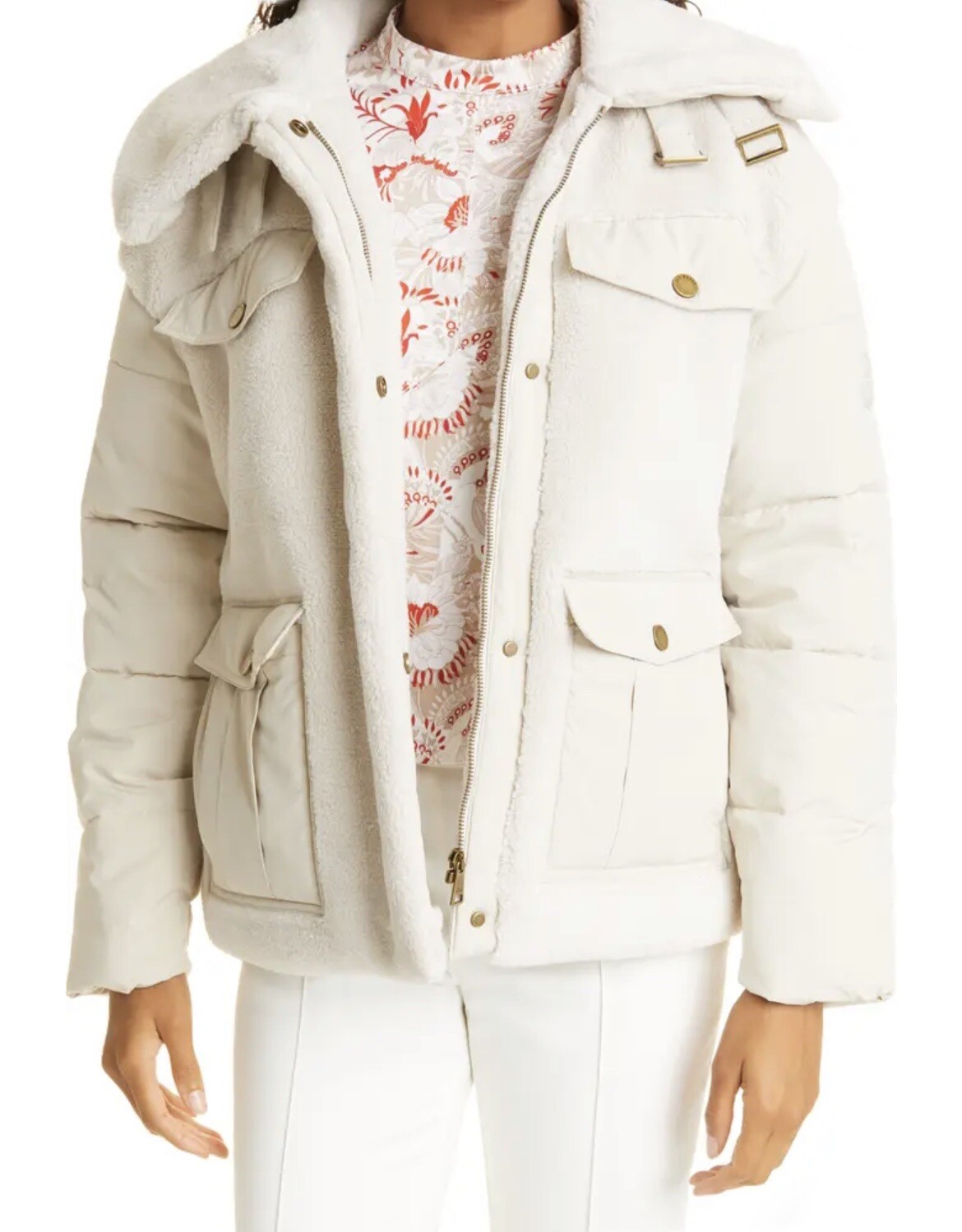 TED BAKER LONDON Lilla Mix Media Faux Fur Jacket Sz 5 (YS 12) New image 9