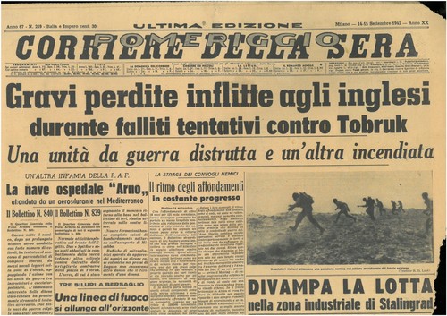 Corriere della sera 14/15 settembre 1942 Giornali di guerra
