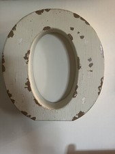 Metal Letter O-Distressed Cream Colored-Stand or Hang