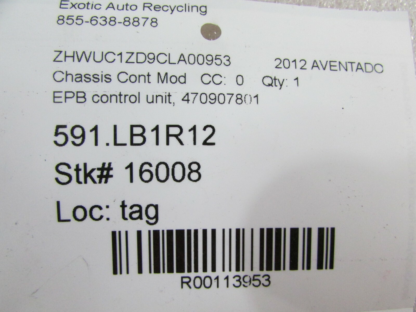 Lamborghini Aventador, EPB Control Unit, Used, P/N 470907801