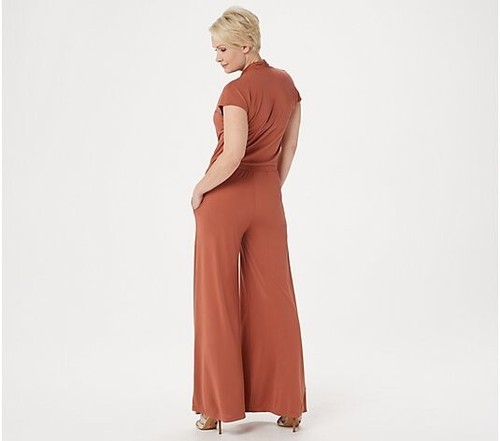 Lisa Rinna large black Surplice Wide Leg Jumpsuit - Picture 3 of 4