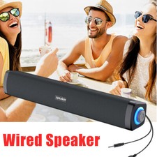 LED USB Wired Sound Bar Stereo Speakers TV Computer USB For PC Desktop Tablets