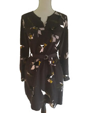 MOSSIMO Brown with Olive Green multi color Floral women dress Size S with belt