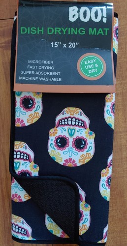 Calavera de azúcar Halloween Día de los Muertos Plato Estera de secado 15" X 20" - Imagen 2 de 3