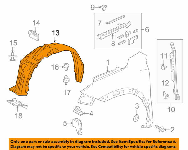 5387678020 Toyota Liner fr fender lh 5387678020, New Genuine OEM 