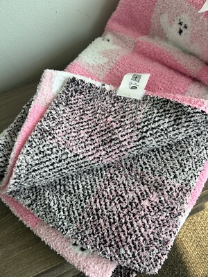 Cupcakes and Cashmere Halloween Pink Checkered Ghost Throw Blanket