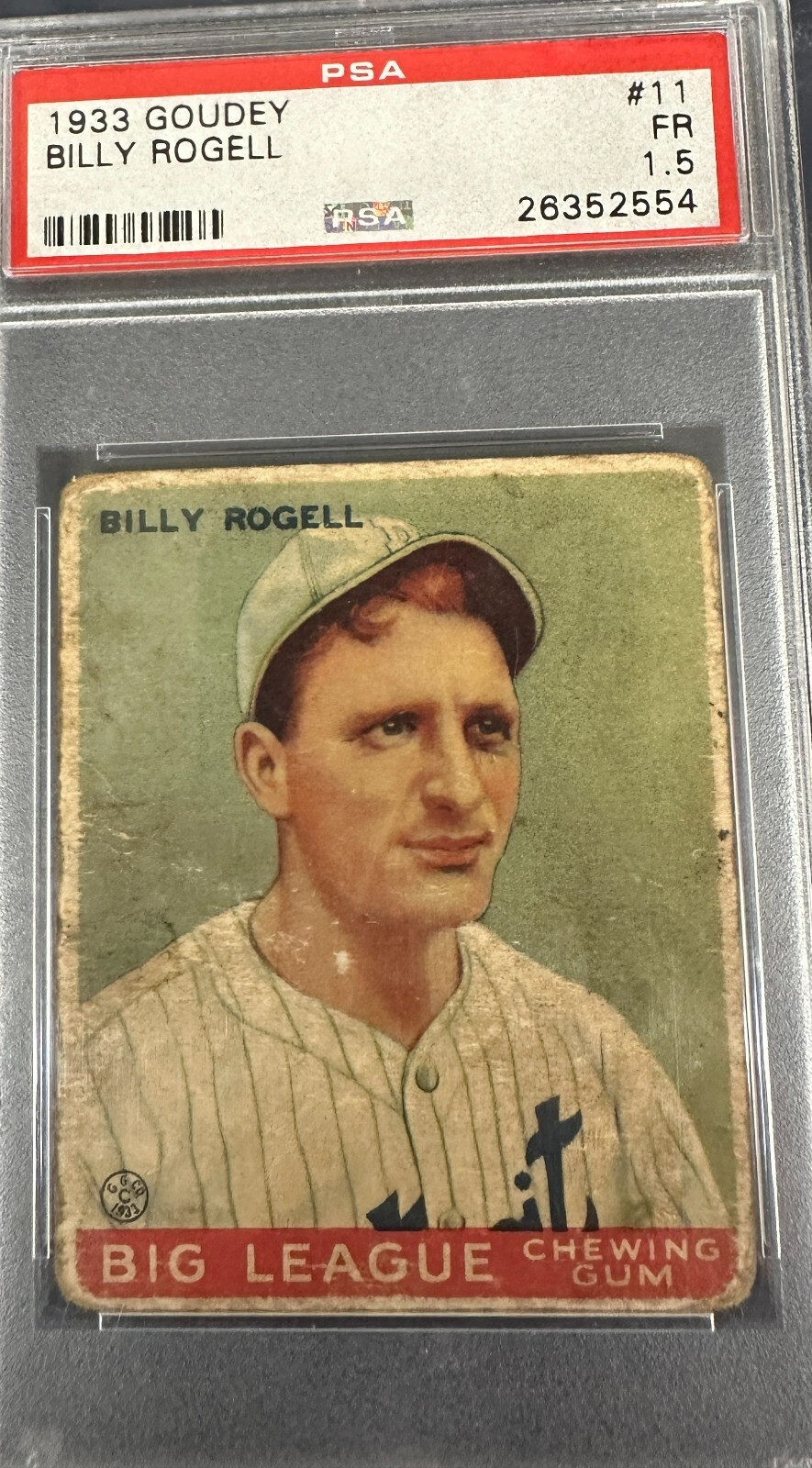 1933 Goudey Baseball #11 Billy Rogell PSA 1.5 Set Break