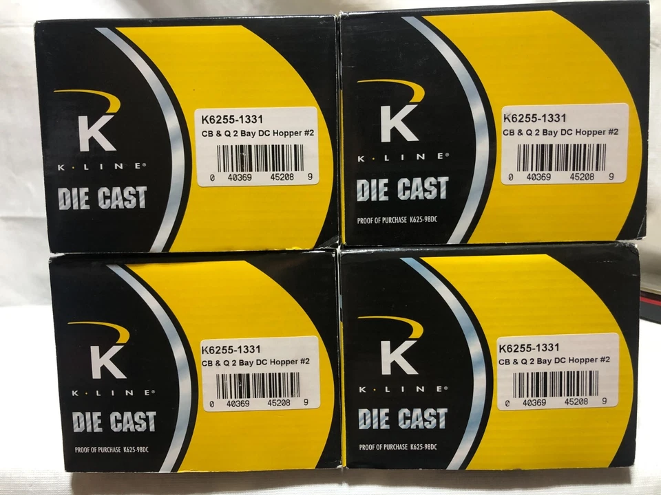 O Gauge K Line BK K6255-1331 CB&Q DC Ribbed 2 Bay Hopper Car #2 4 Car Set 2R - Image 2 of 4