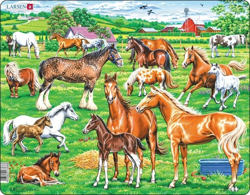 Larsen Puzzles Beautiful Horses 33 Piece Children's Jigsaw Puzzle