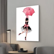 Woman in Black Dress Canvas Unframed Print Art