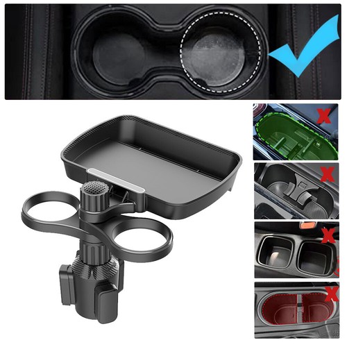 Car Cup Holder Tray With Swivel Base 360° Adjustable Car Food Organizer Stand - Foto 4 di 13