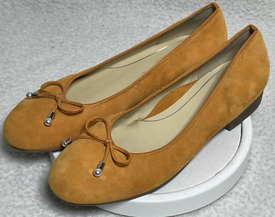 ARA Shoes Flats Womens Sz 7 Orange Suede Cushioned Insole High Soft