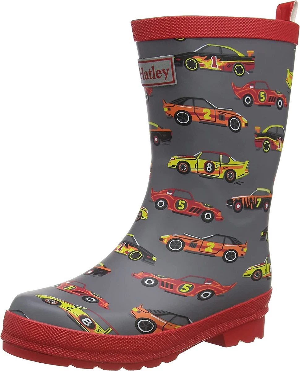 Hatley Classic Race Car Matte Rain Boots Size 4 Kids Boot